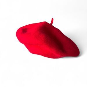 Parisian Women's Red Wool Beret Hat, ONE SIZE